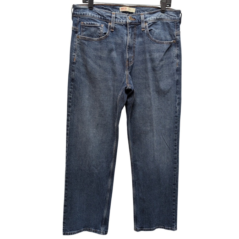 Signature by Levi Strauss Loose Fit Mens Jeans 33x30 Blue Straight Leg